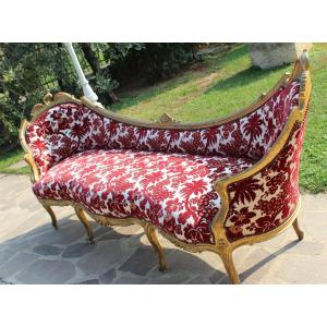 Large Sofa In Golden Wood, Napoleon III Period