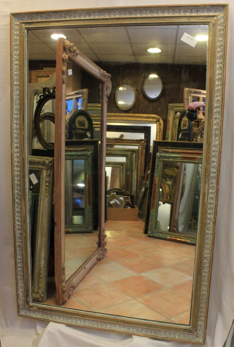 Large Patinated Directoire Rectangle Mirror 103 X 161 Cm-photo-2