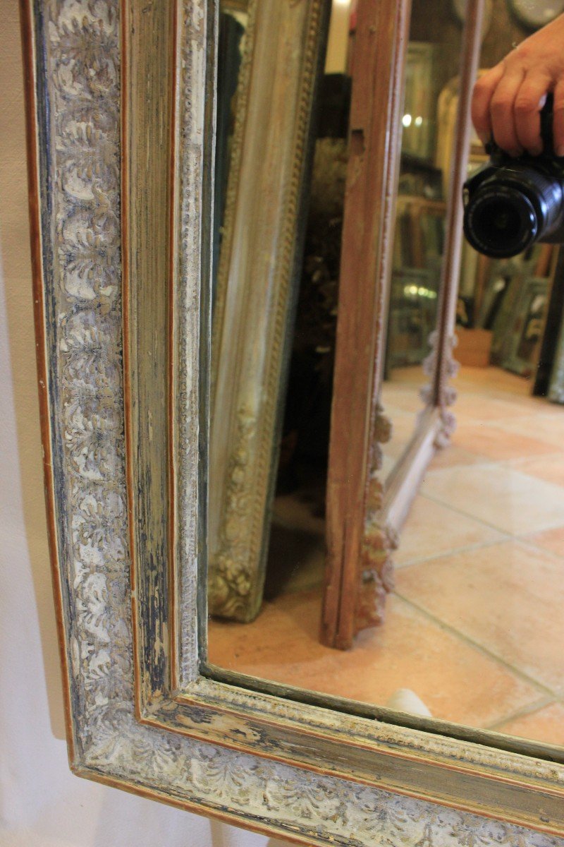 Large Patinated Directoire Rectangle Mirror 103 X 161 Cm-photo-3