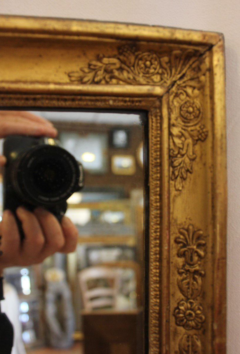 Small Golden Wood Restoration Mirror, Mercury 35 X 40 Cm-photo-4