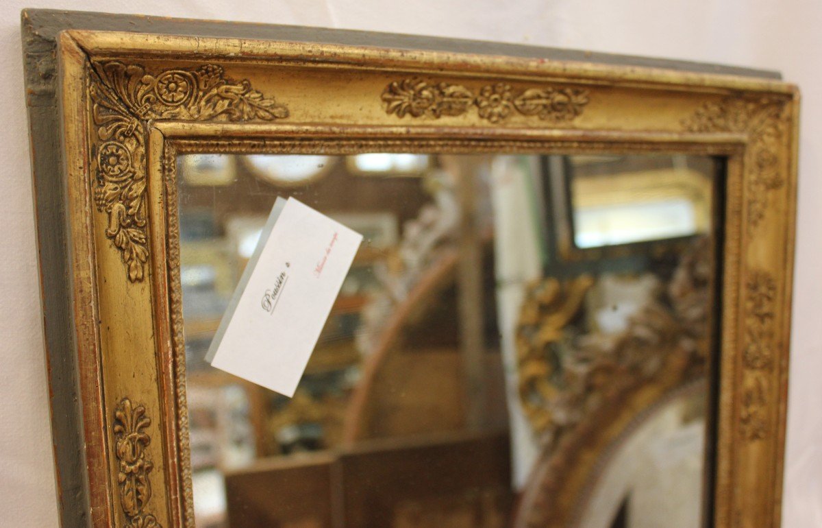 Small Golden Wood Restoration Mirror, Mercury 35 X 40 Cm-photo-1