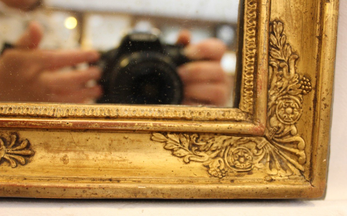 Small Golden Wood Restoration Mirror, Mercury 35 X 40 Cm-photo-2