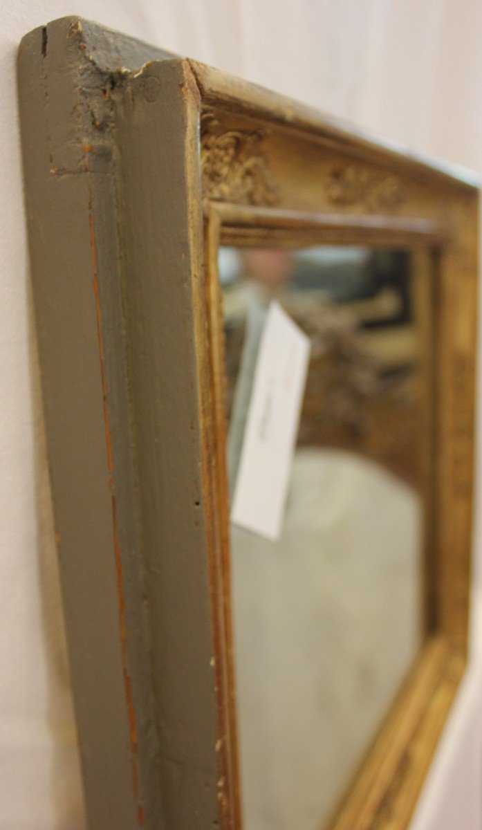 Small Golden Wood Restoration Mirror, Mercury 35 X 40 Cm-photo-3