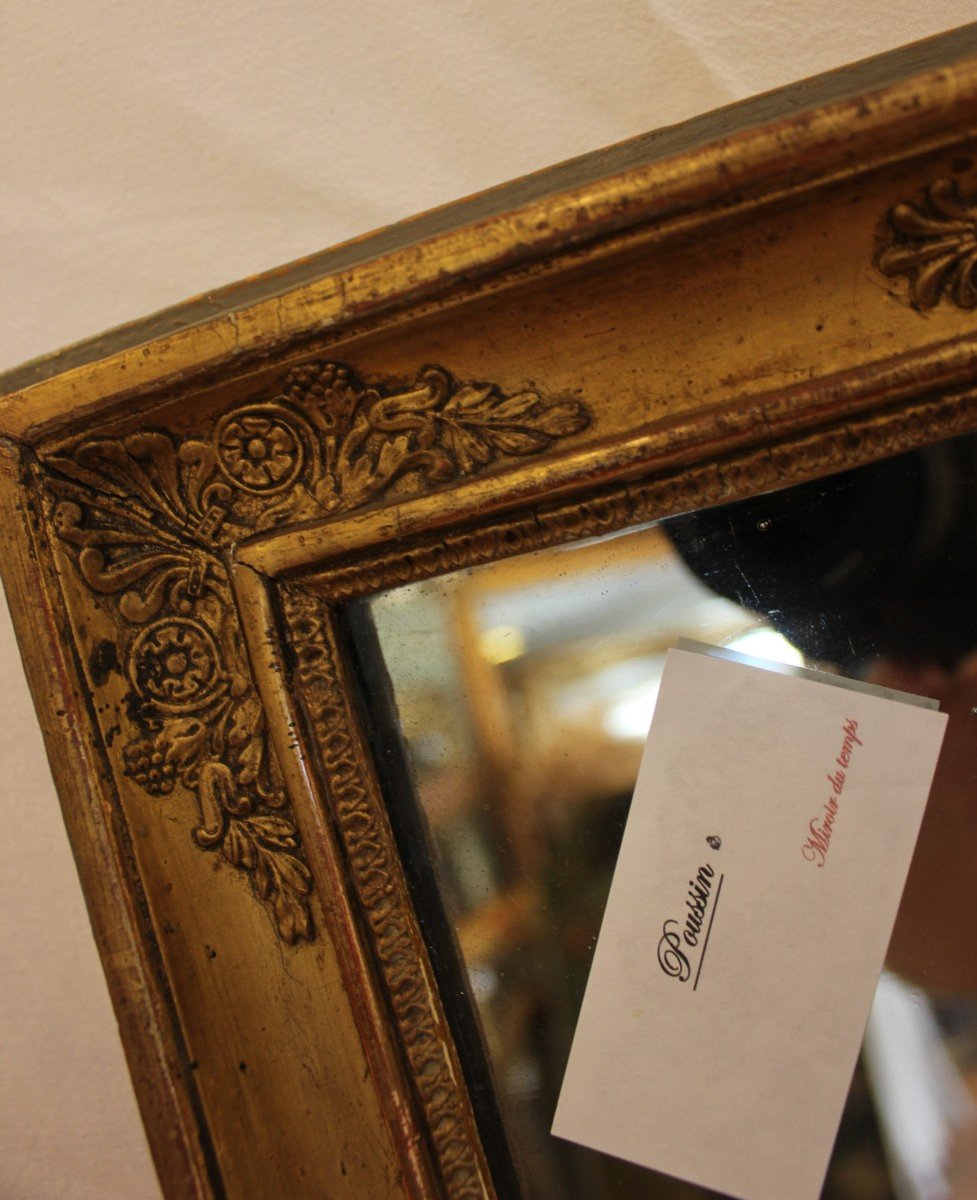 Small Golden Wood Restoration Mirror, Mercury 35 X 40 Cm-photo-5