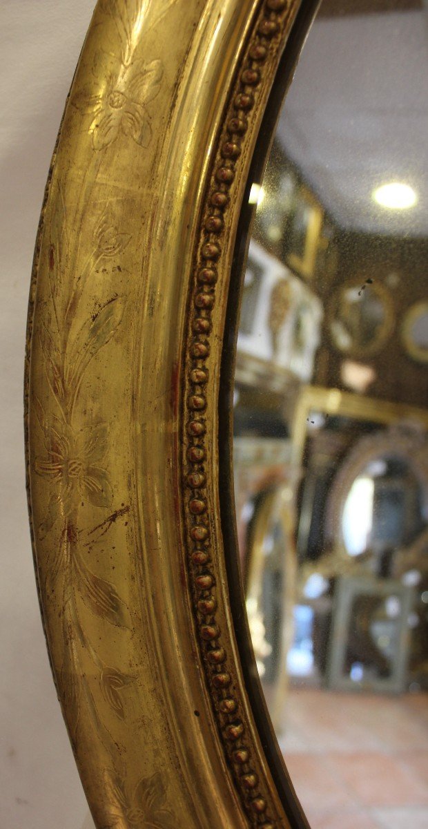 Miroir Ovale Napoléon III, Style Louis XV, Coquille, Feuille d'Or 50 X70 Cm-photo-1