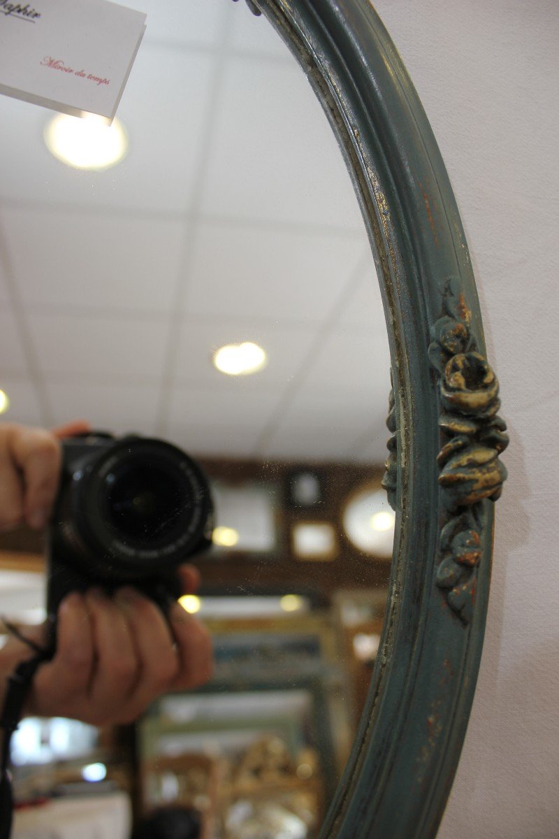 Small Oval Louis XVI Style Mirror, Patina 33 X 47 Cm-photo-3