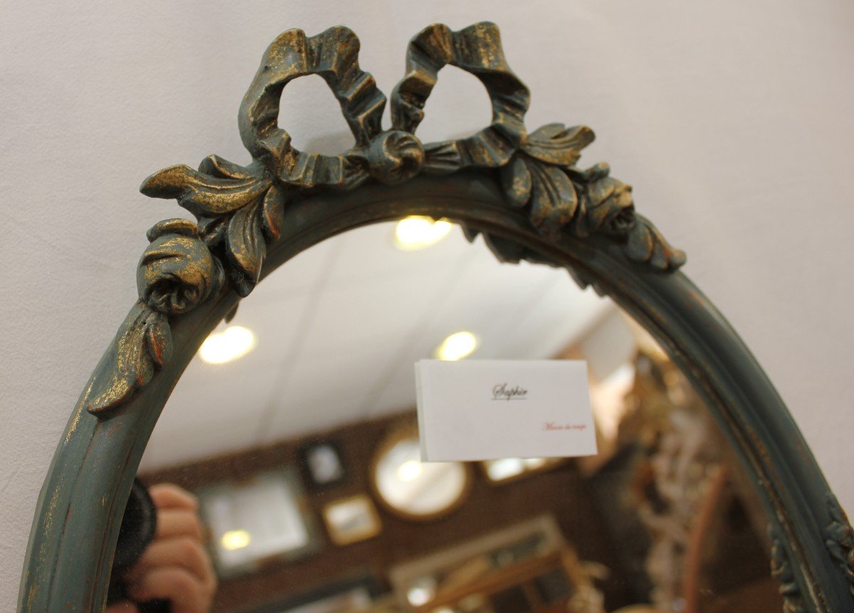 Small Oval Louis XVI Style Mirror, Patina 33 X 47 Cm-photo-5