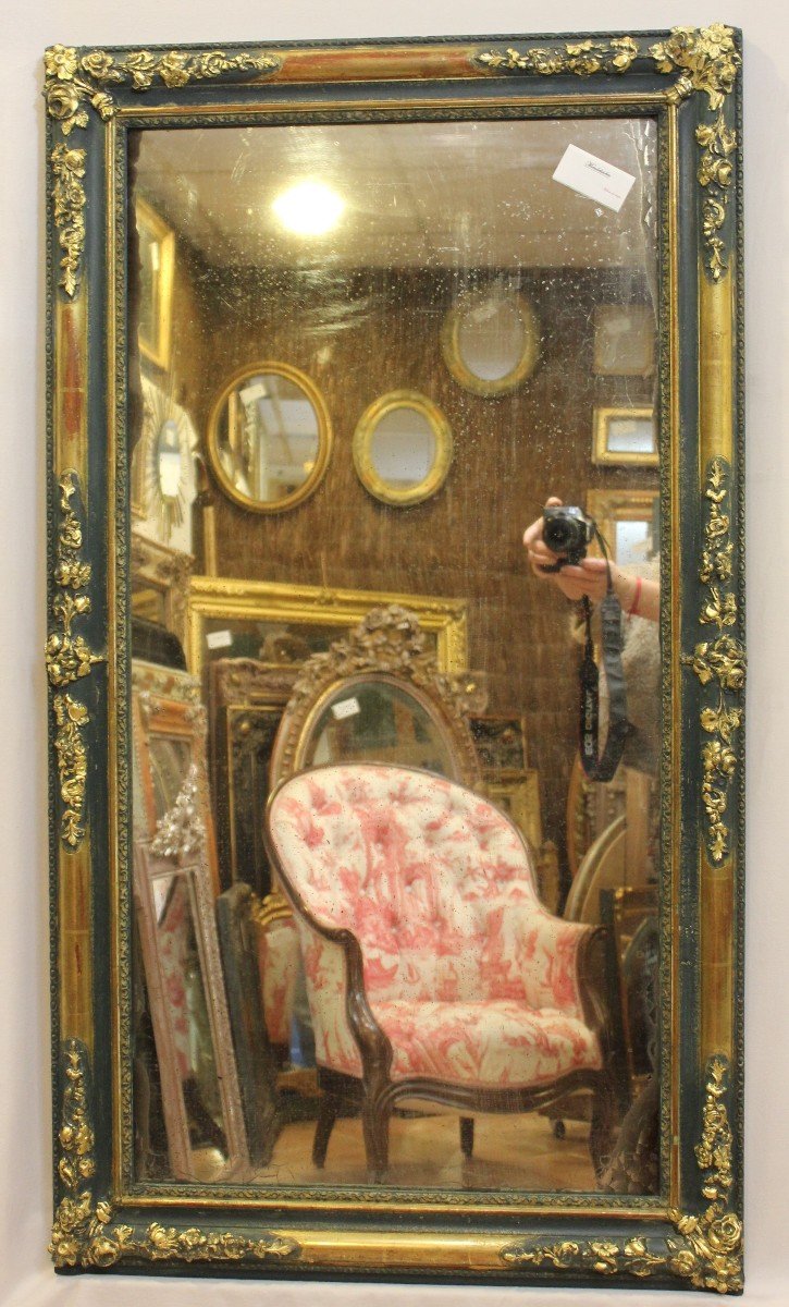 Rectangle Mirror Gold Leaf And Patina 67 X 121 Cm-photo-2