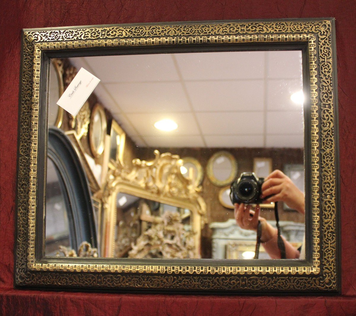 Napoleon III Rectangle Mirror, Black And Gold 42 X 51 Cm-photo-2