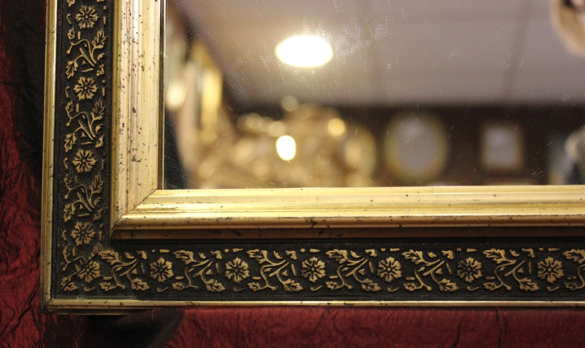 61 X 73 Cm, Miroir Rectangle Napoléon III, Doré Et Noir-photo-4