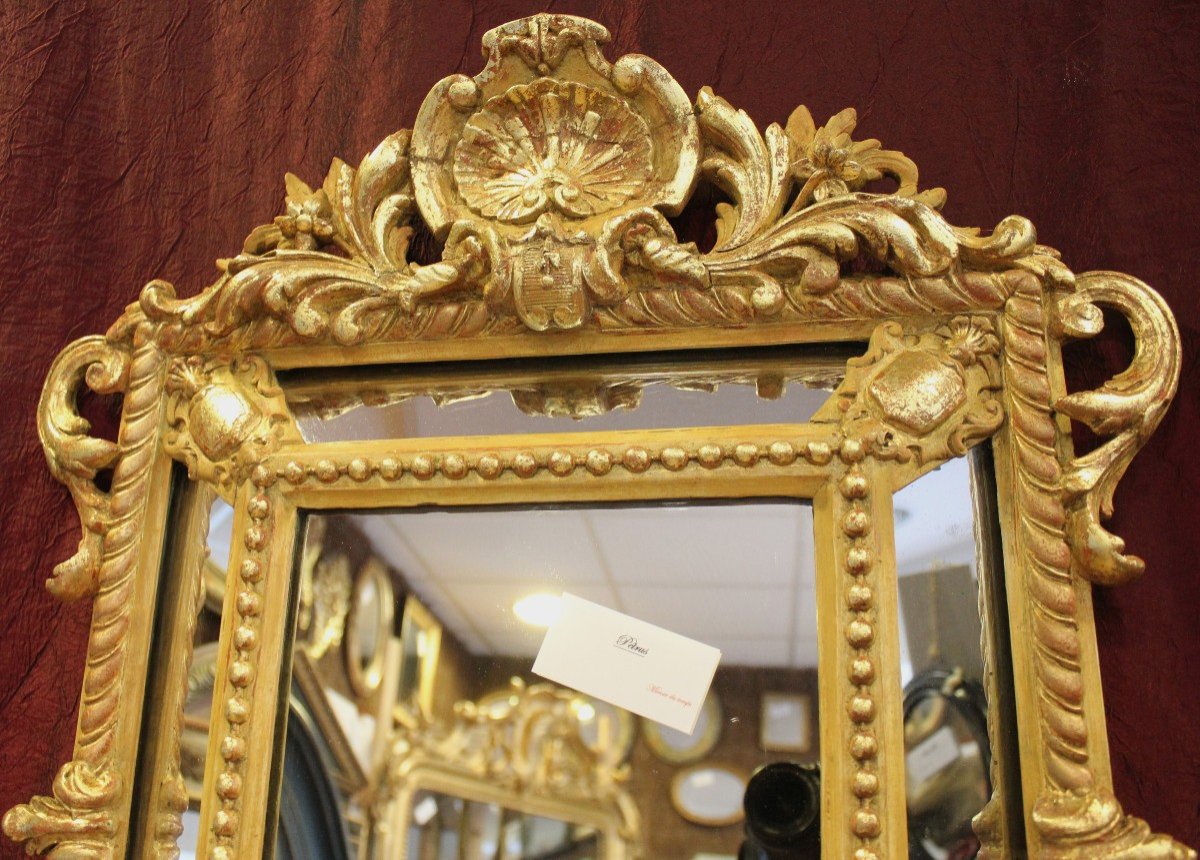 56 X 69 Cm, Petit Miroir Napoléon III, Bois Doré à Parclose De Style Louis XV-photo-3