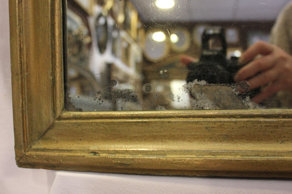 71 X 97 Cm, Miroir Ancien Rectangle Patine Ton Vert, Glace Mercure-photo-4