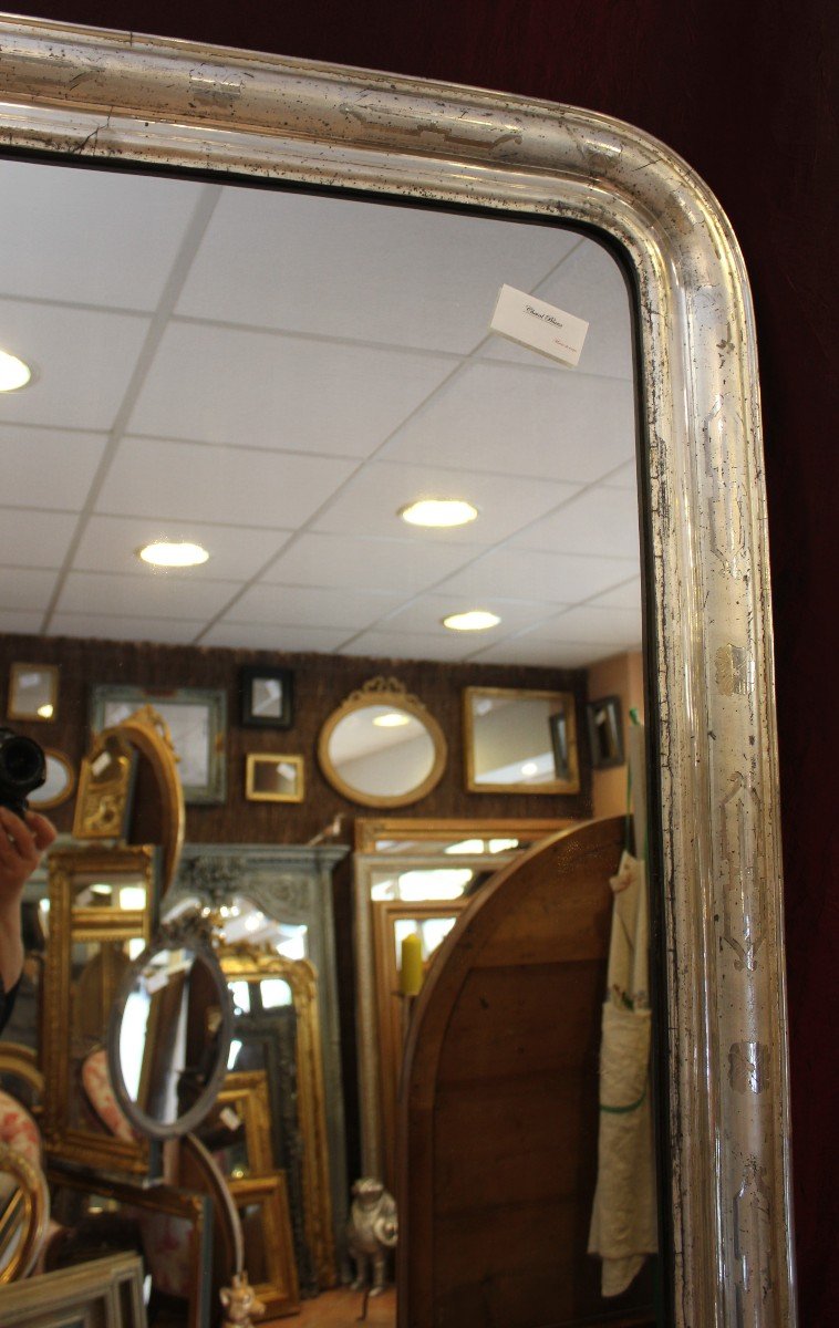 Antique Louis Philippe Silver Leaf Mirror, 84 X 120 Cm-photo-7