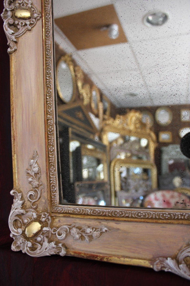 Antique Mirror, Rectangle Restoration, Pink And Gold Tone Patina, Mercury Glass 56 X 73 Cm-photo-1