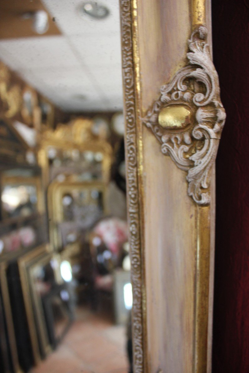 Antique Mirror, Rectangle Restoration, Pink And Gold Tone Patina, Mercury Glass 56 X 73 Cm-photo-3