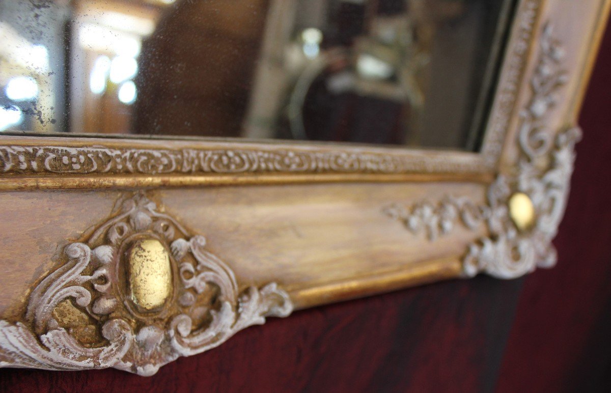 Antique Mirror, Rectangle Restoration, Pink And Gold Tone Patina, Mercury Glass 56 X 73 Cm-photo-6