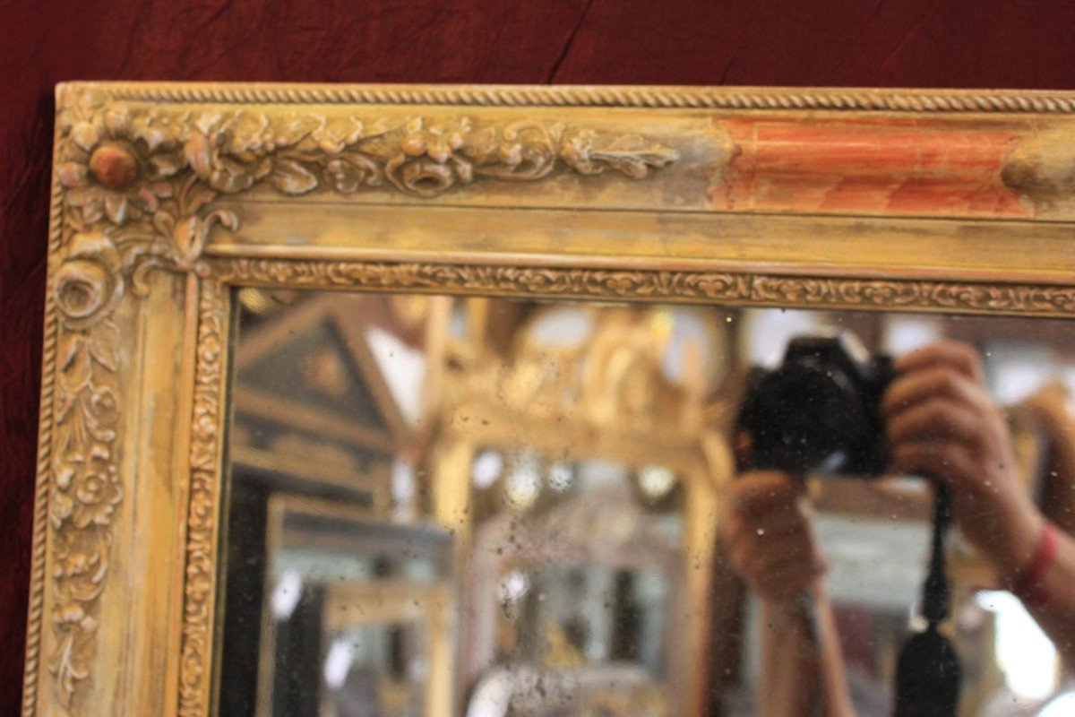 Antique Rectangle Restoration Mirror, Patina, Flower Decor, Mercury Ice 55 X 67 Cm-photo-2