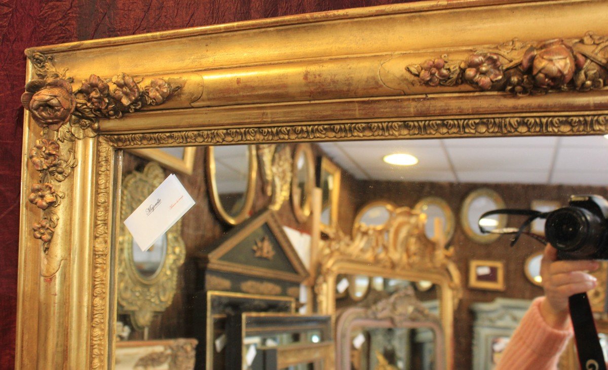 83 X 102 Cm, Old Rectangle Mirror, Rose Decor, Gold Leaf-photo-2