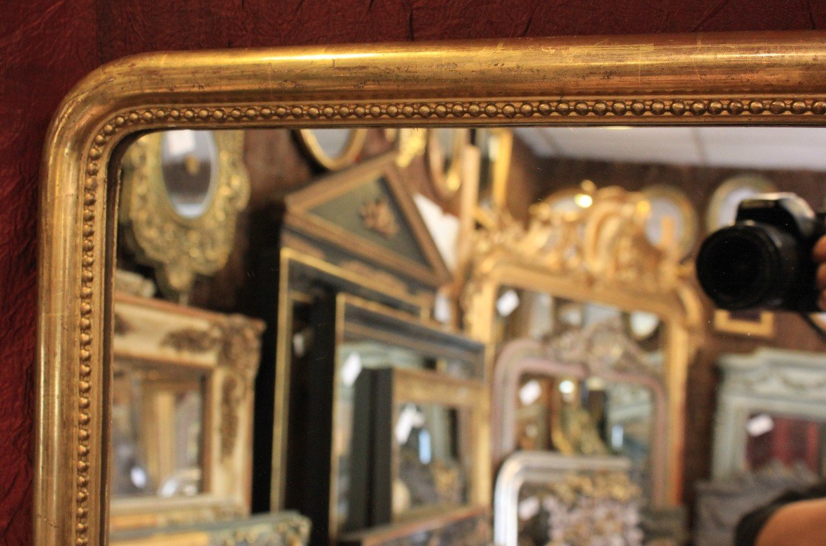 65 X 79 Cm ,  Mirror, Demi Jonc Perlée Moulding, Gold Leaf-photo-4