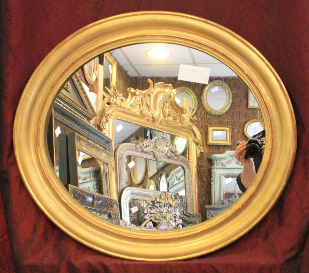 59 X 66 Cm Oval Mirror Louis Philippe Golden-photo-2