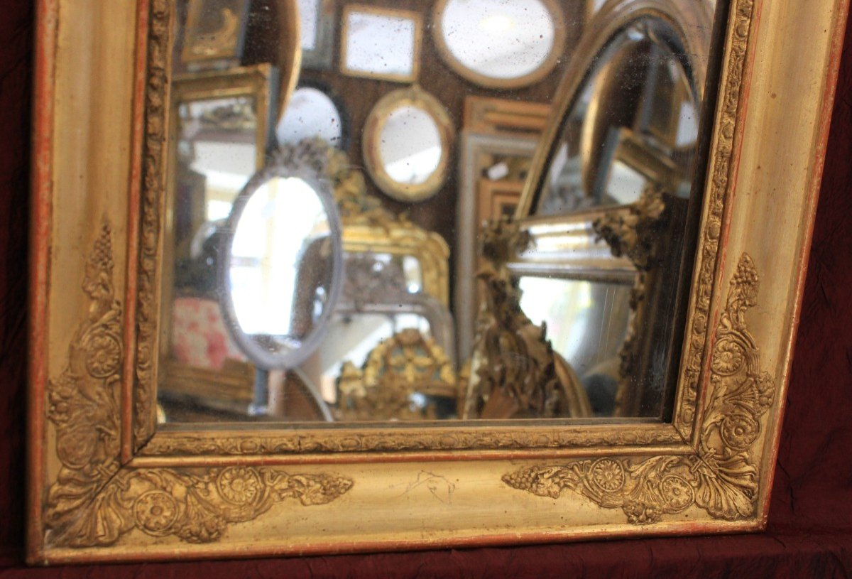 37 X 46 Cm, Small Antique Golden Rectangle Mirror, Mercury Glass-photo-2