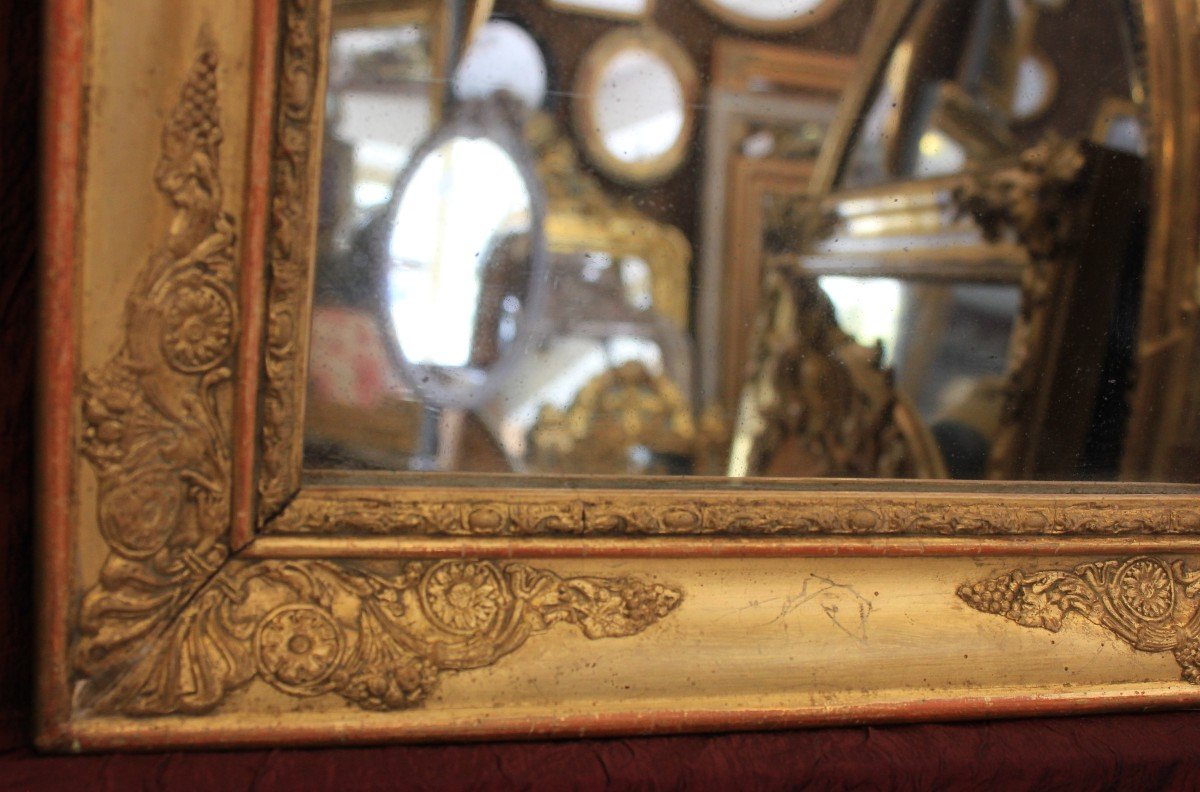 37 X 46 Cm, Small Antique Golden Rectangle Mirror, Mercury Glass-photo-4