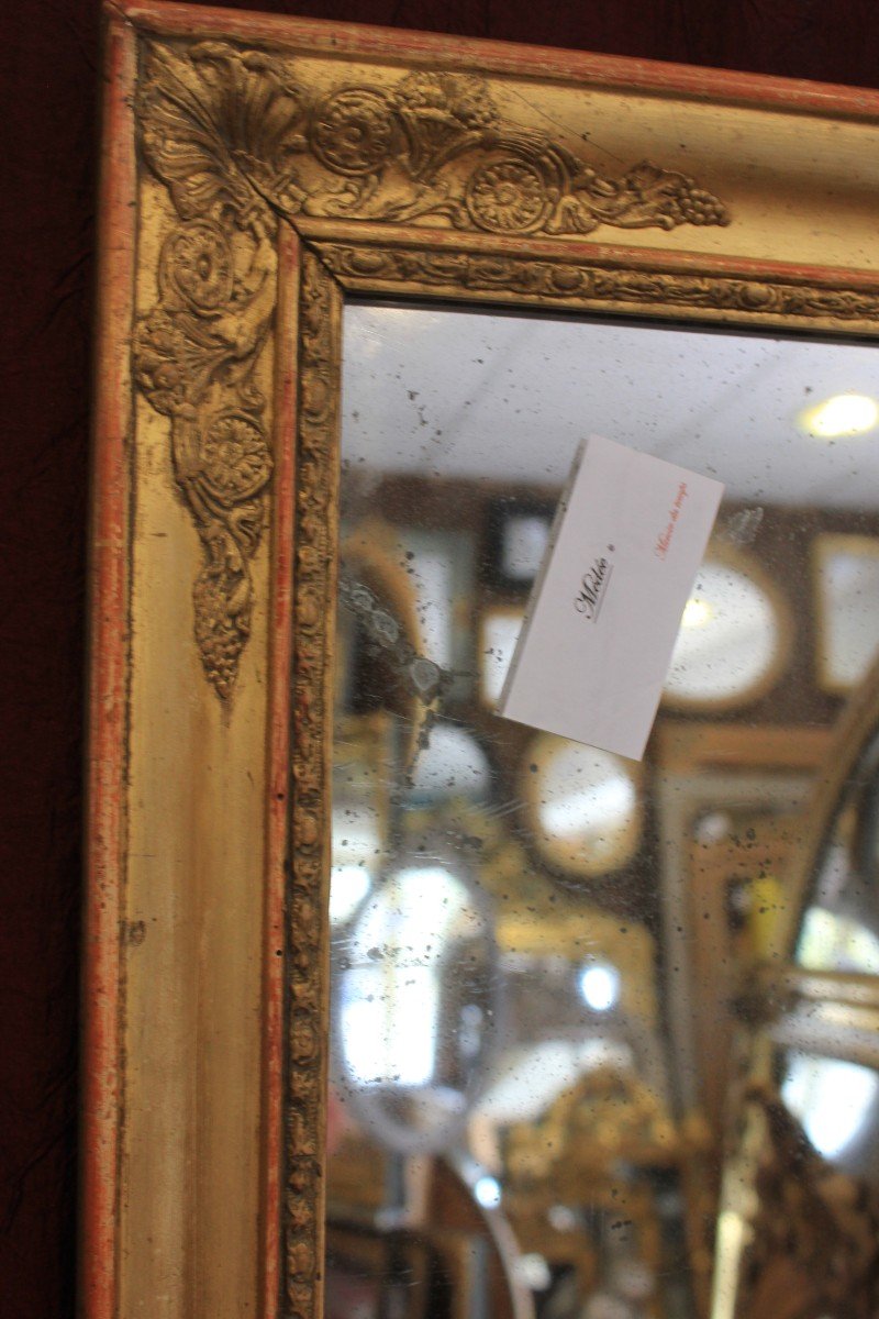 37 X 46 Cm, Small Antique Golden Rectangle Mirror, Mercury Glass-photo-1