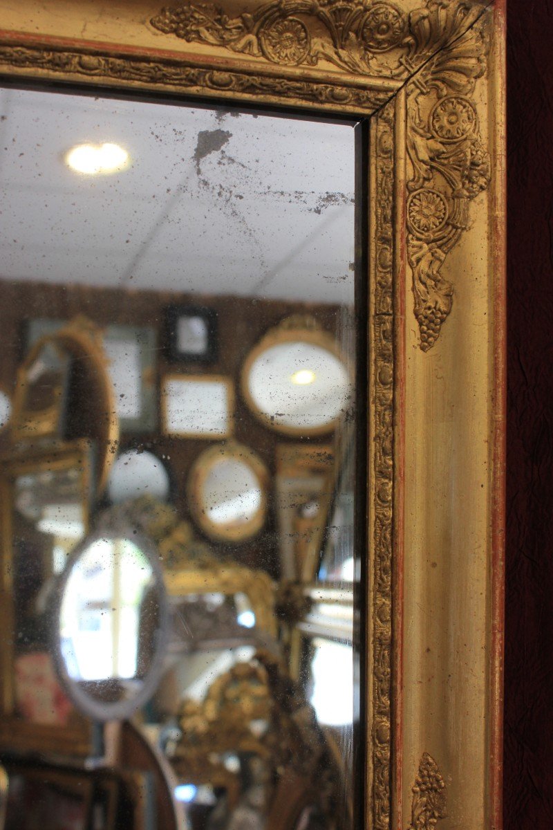 37 X 46 Cm, Small Antique Golden Rectangle Mirror, Mercury Glass-photo-3