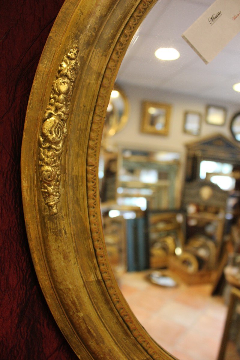 50 X 58 Cm Pair Of Medallions, Oval Mirrors Restoration Patinated-photo-2