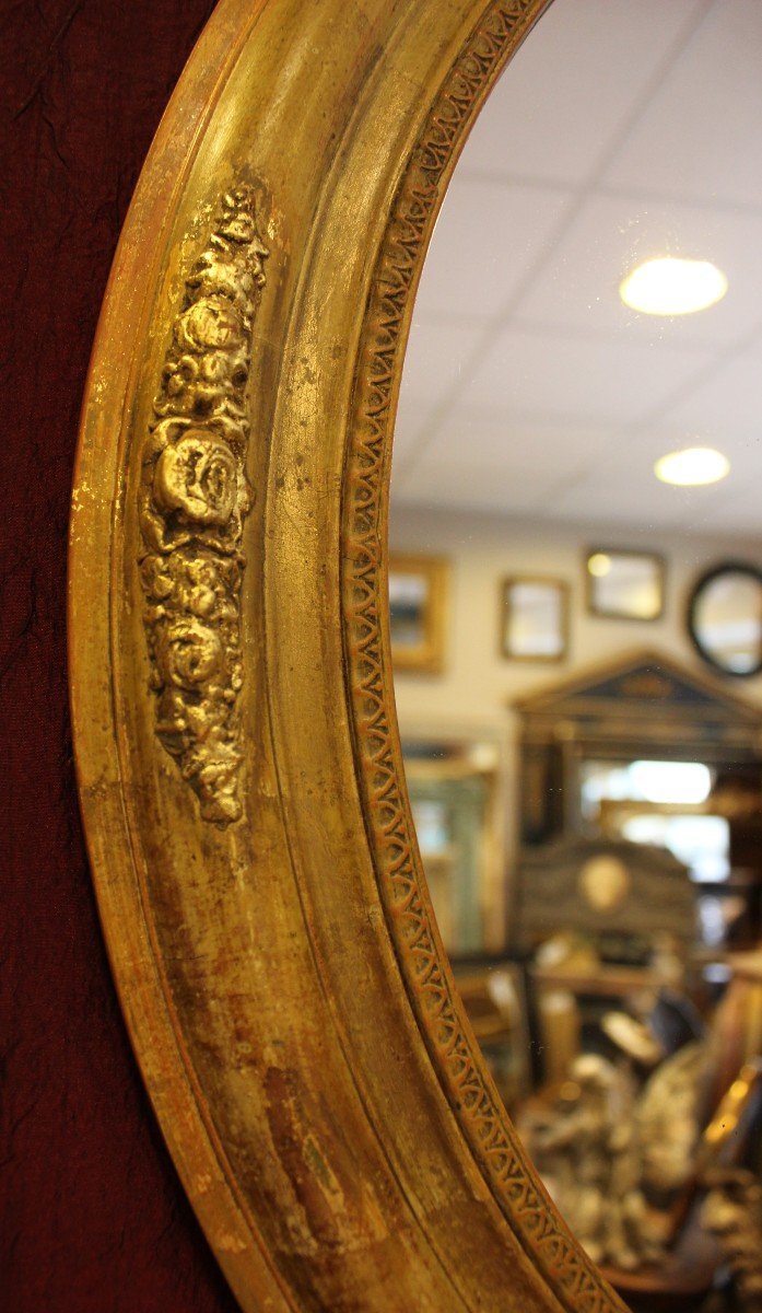 50 X 58 Cm Pair Of Medallions, Oval Mirrors Restoration Patinated-photo-5