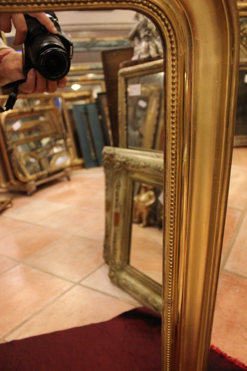 81 X 97 Cm Pair Of Louis Philippe Beaded Mirrors, Gold Leaf-photo-1