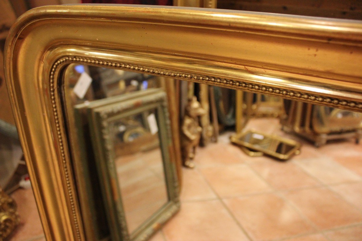 81 X 97 Cm Pair Of Louis Philippe Beaded Mirrors, Gold Leaf-photo-2