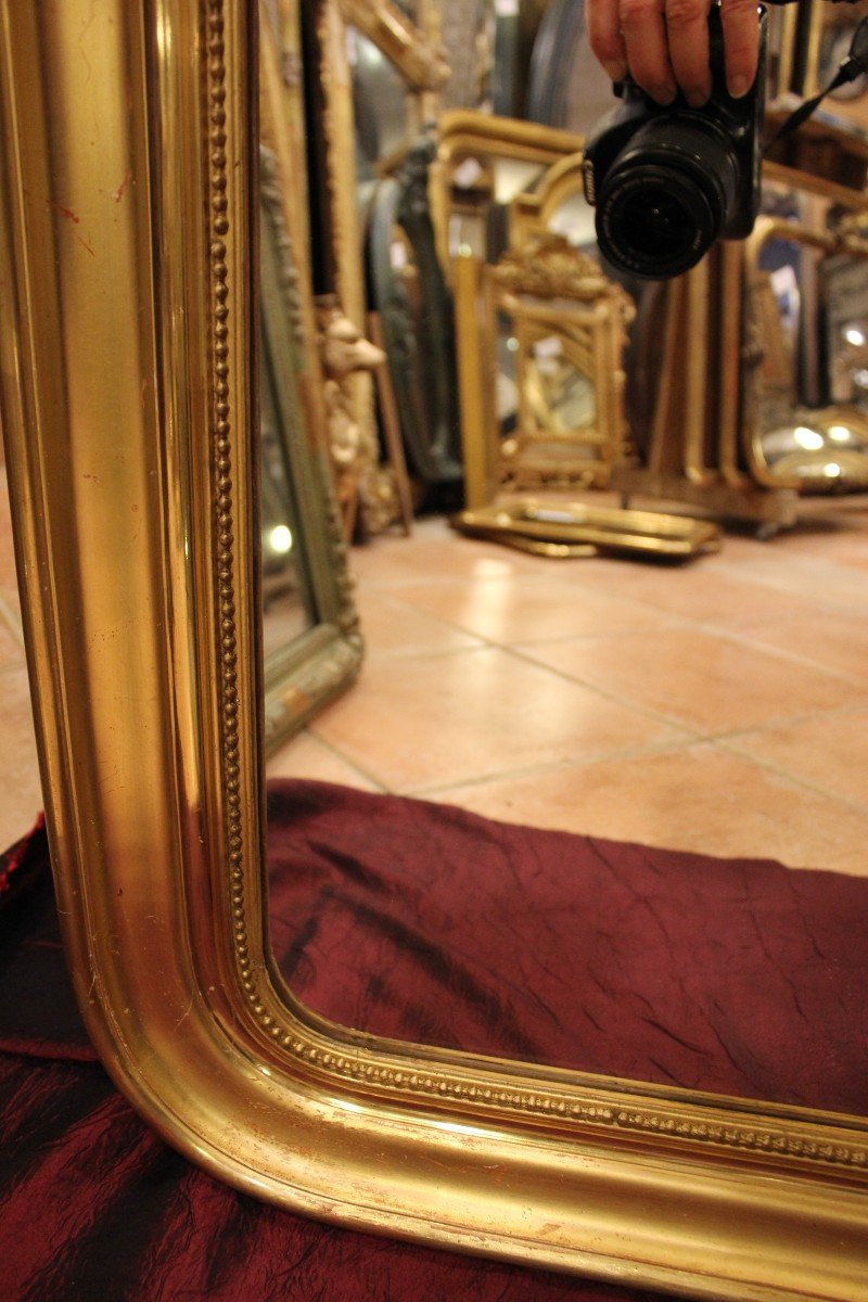 81 X 97 Cm Pair Of Louis Philippe Beaded Mirrors, Gold Leaf-photo-3