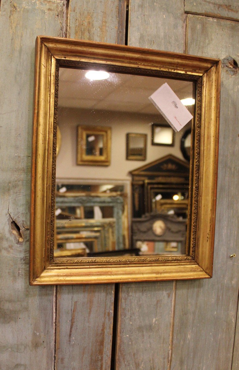 29 X 35 Cm, Small Rectangle Mirror, Golden Wood-photo-2