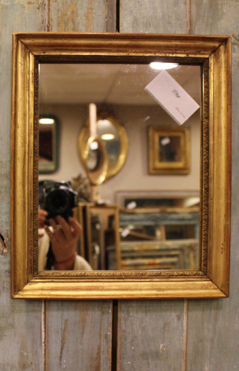 29 X 35 Cm, Small Rectangle Mirror, Golden Wood