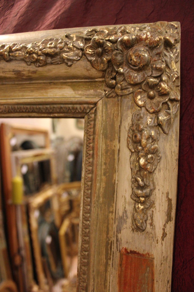 40 X 49 Cm Pair Of Rectangle Mirrors Restoration, Patina And Gold Leaf-photo-4