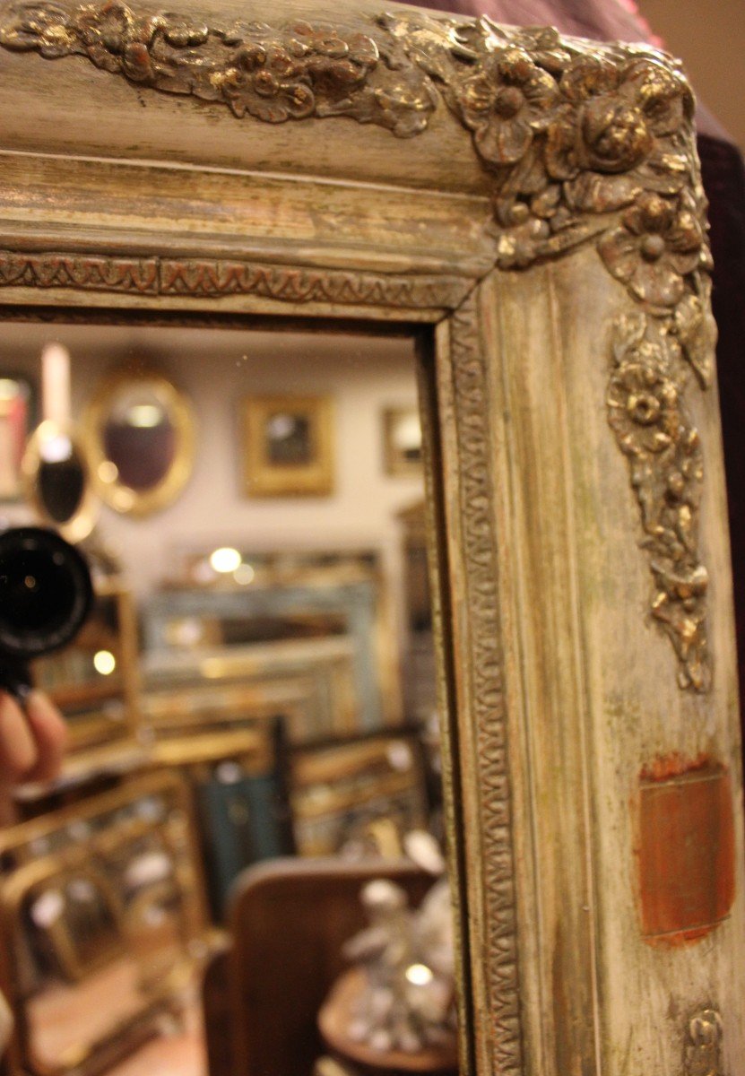 40 X 49 Cm Pair Of Rectangle Mirrors Restoration, Patina And Gold Leaf-photo-2