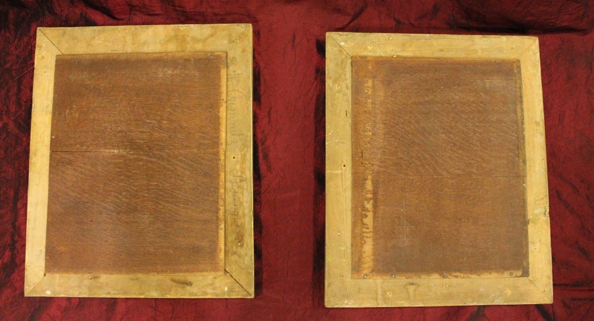 40 X 49 Cm Pair Of Rectangle Mirrors Restoration, Patina And Gold Leaf-photo-8