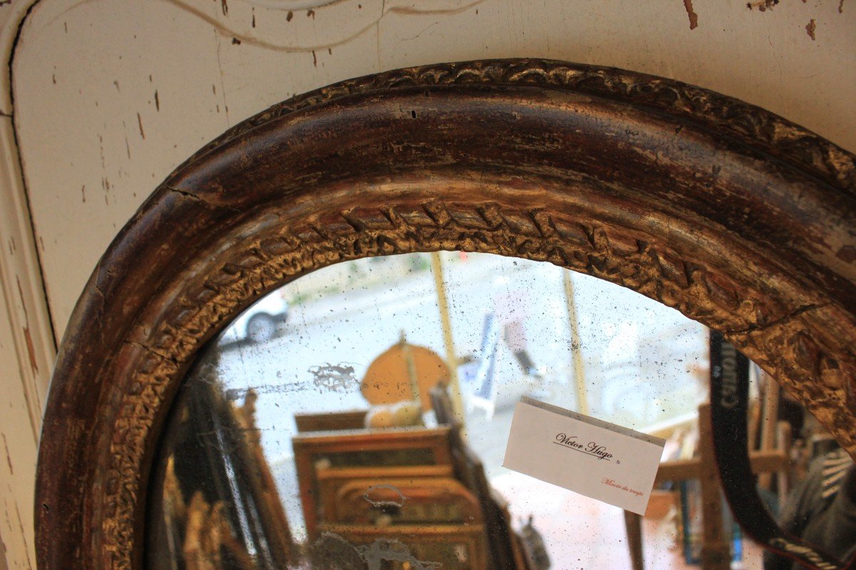 68 X 81 Cm Rare Oval Mirror, XVII, Louis XIV Period-photo-4