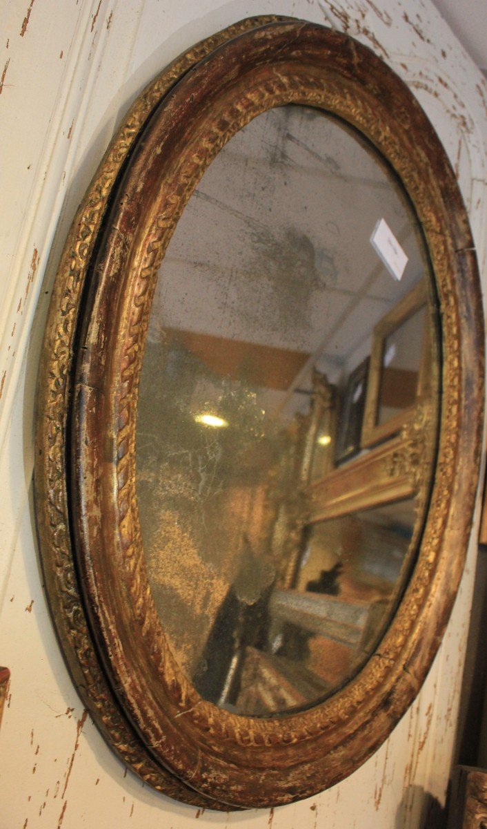 68 X 81 Cm Rare Oval Mirror, XVII, Louis XIV Period-photo-5