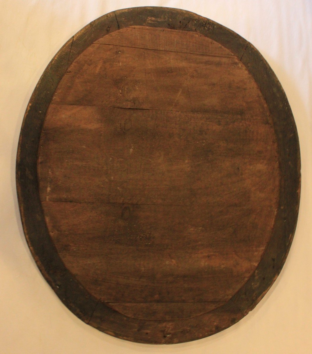 68 X 81 Cm Rare Oval Mirror, XVII, Louis XIV Period-photo-7