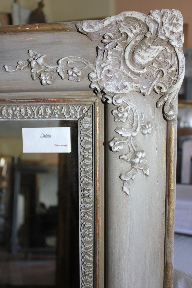 110 X 124 Cm Antique Fireplace Mirror Patinated Restoration-photo-3