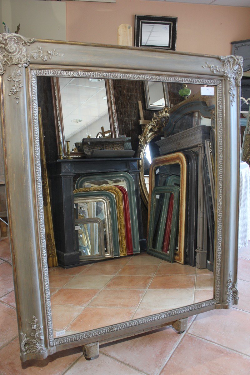 110 X 124 Cm Antique Fireplace Mirror Patinated Restoration-photo-1