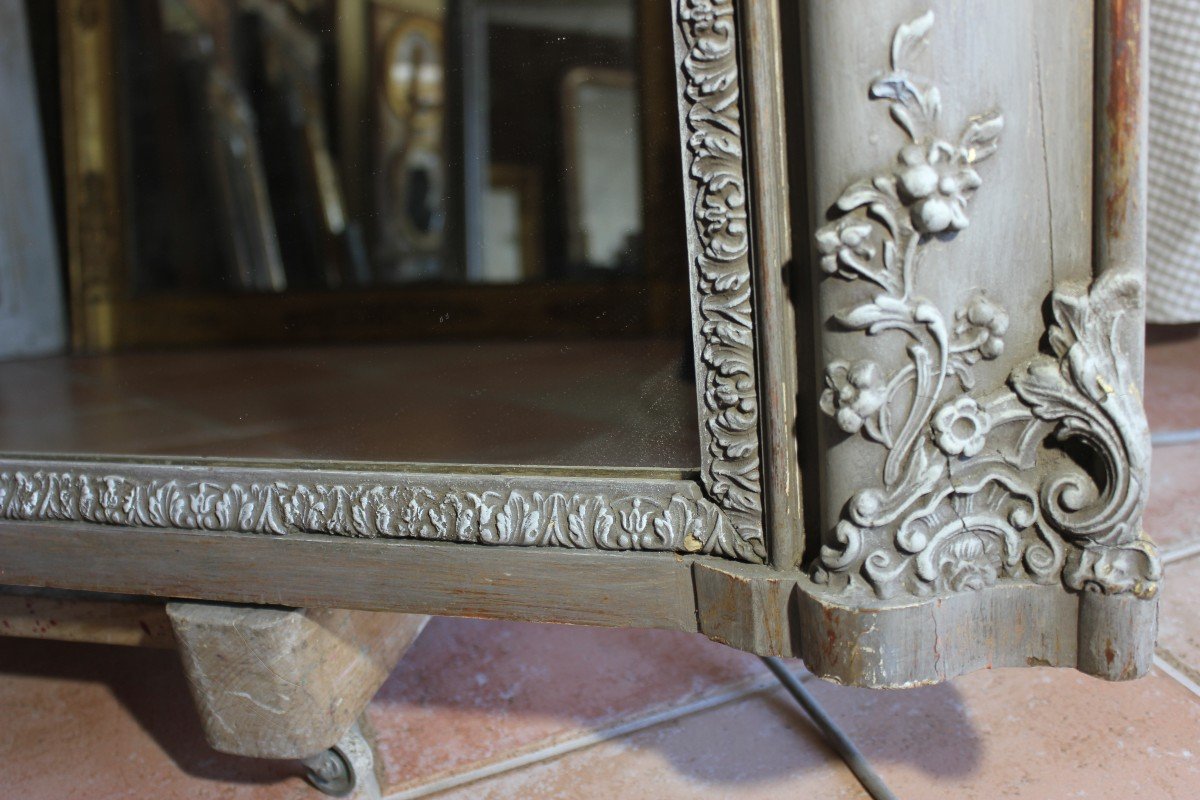 110 X 124 Cm Antique Fireplace Mirror Patinated Restoration-photo-4