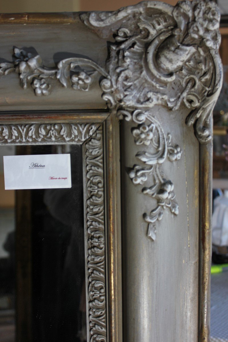 110 X 124 Cm Antique Fireplace Mirror Patinated Restoration-photo-5