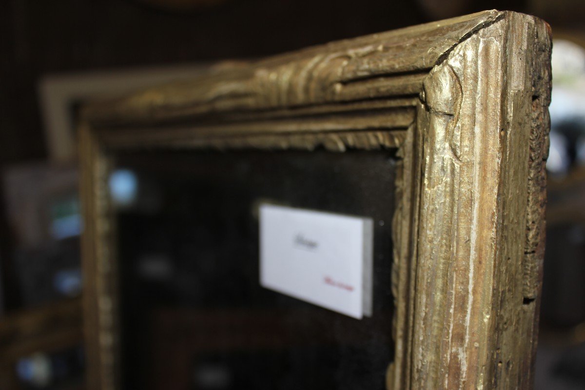 42 X 77 Cm Louis XVI Gilded Wood Mirror, Mercury Glass-photo-1