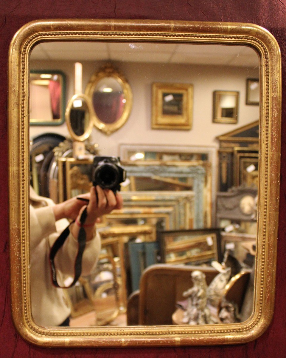 38 X 46 Cm Pair Of Mirrors, Fine Pearlized And Gilded Rectangle Molding-photo-2