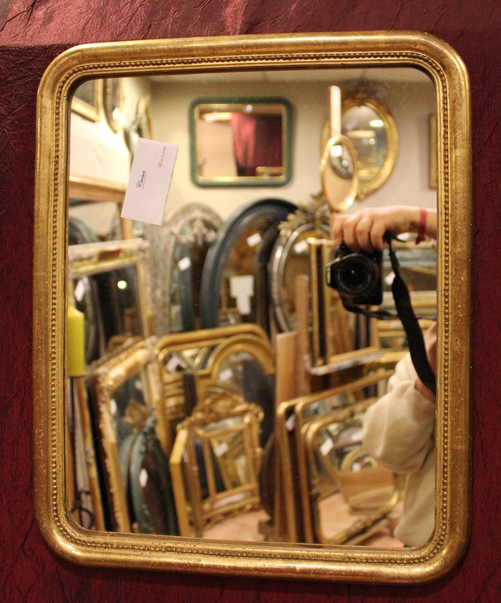 38 X 46 Cm Pair Of Mirrors, Fine Pearlized And Gilded Rectangle Molding-photo-3