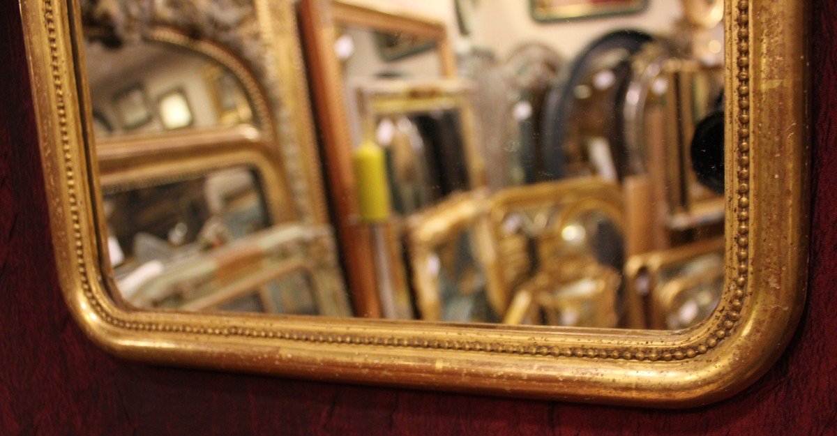 38 X 46 Cm Pair Of Mirrors, Fine Pearlized And Gilded Rectangle Molding-photo-6