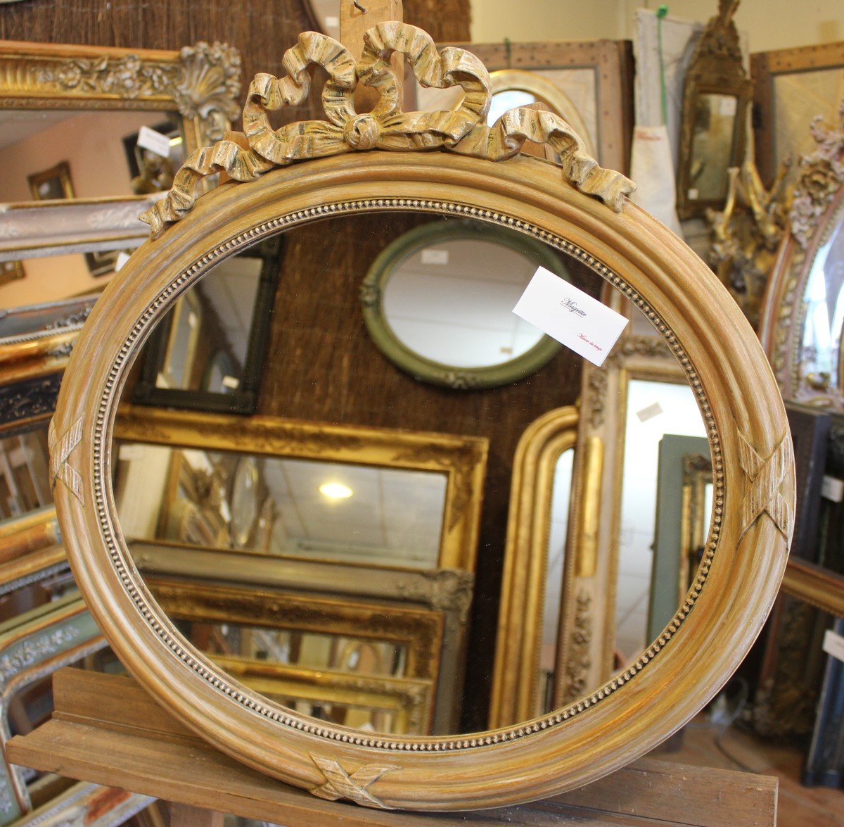 59 X 55 Cm, Miroir Ovale Style Louis XVI-photo-1